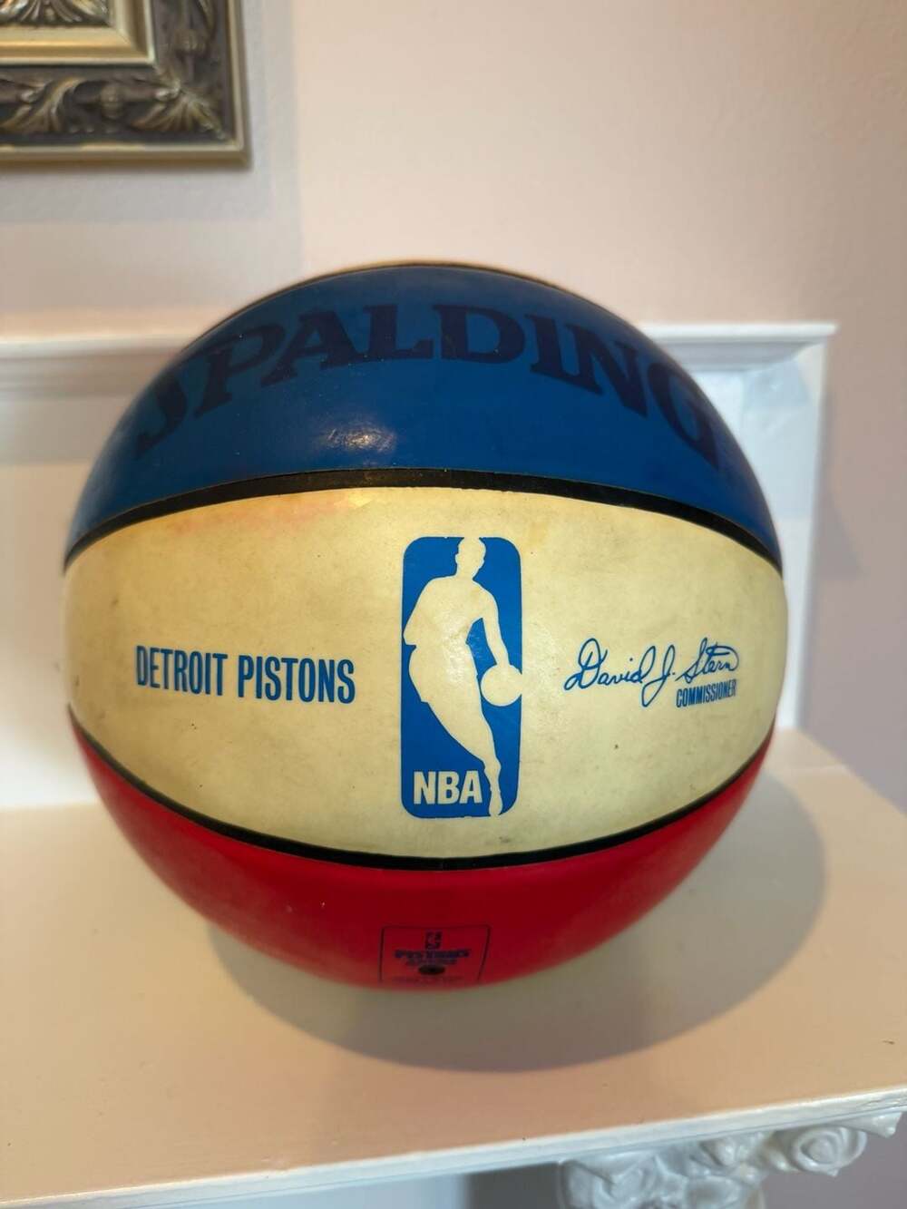 Vintage Spalding Detroit Pistons Basketball Full Size Red/White/Blue-David Stern